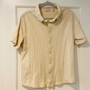 Geoffrey Beene Beige Short-Sleeve Button-Down Shirt Size Medium
